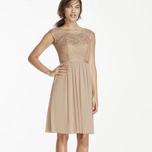 David’s Bridal Bridesmaid Dress Sz 4 Illusion Neck